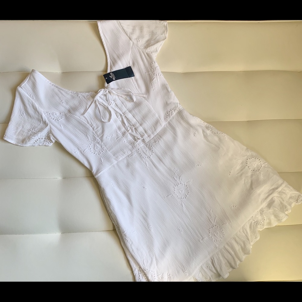 Cute Hollister White Dress with Lace up